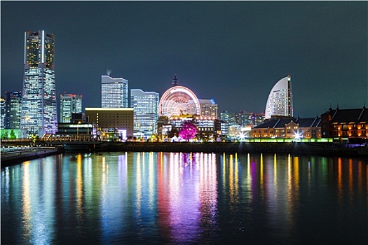 横滨,城市,日本,夜晚