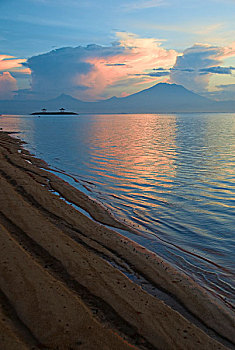印度尼西亚,巴厘岛,日出,沙努尔,海滩,攀升,远景