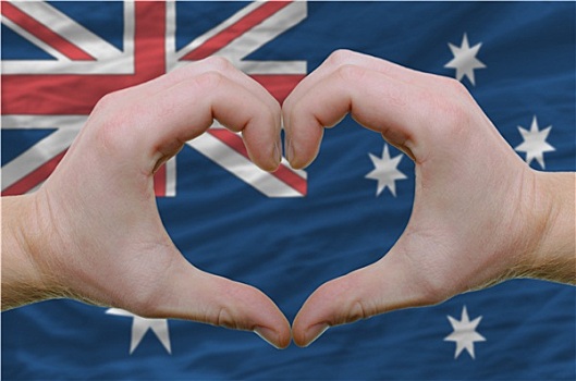 心形,喜爱,手势,展示,上方,旗帜,澳大利亚