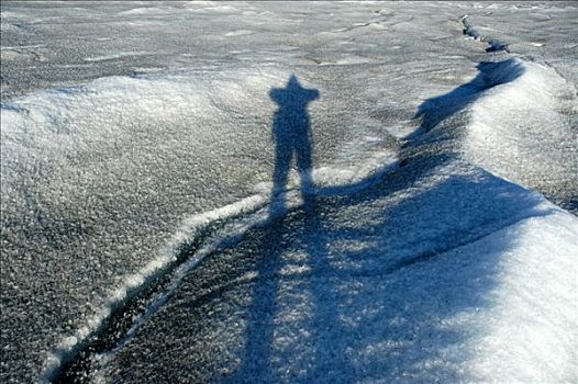 影子,人,冰,冰河