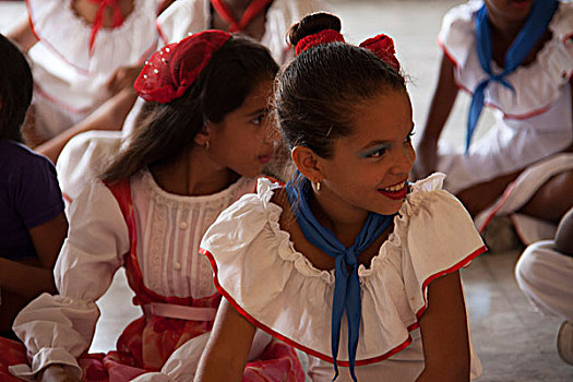 中美洲,古巴,圣克拉拉,女孩,服饰,舞蹈表演