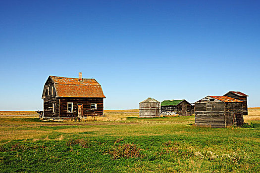 老,房子,谷仓,草原,萨斯喀彻温,加拿大
