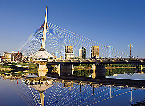 天际线,展示,桥,曼尼托巴,加拿大
