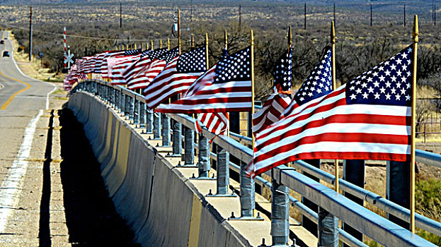 美国国旗,线条,桥,乡村,亚利桑那