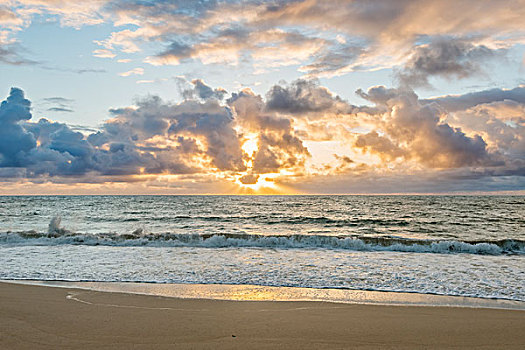 夏威夷,考艾岛,海滩,日出,大幅,尺寸