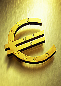 金色,欧元符号,拼图