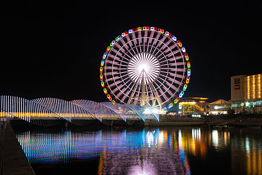 青岛,摩天轮,夜景