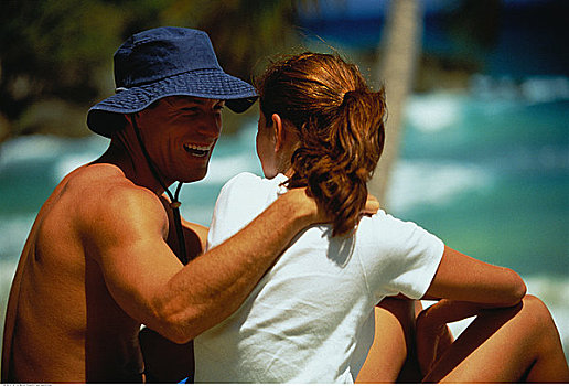 海滩,夫妻,微笑,多米尼加共和国,加勒比海