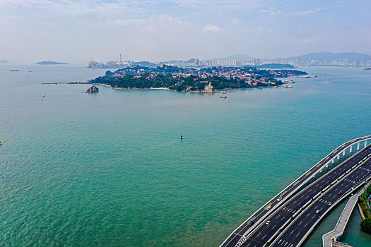 航拍福建厦门鼓浪屿风景名胜区风光