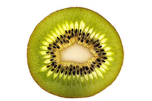 一个,切片,翠绿,水果,猕猴桃,隔绝,白色背景,背景