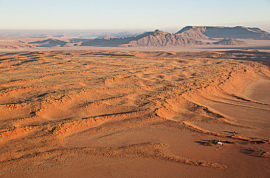农舍,脚,大,沙丘,边缘,纳米布沙漠,航拍,热气球,自然保护区,纳米比亚,非洲