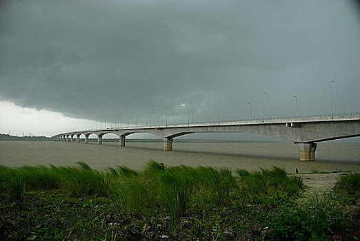 公里,长,沙阿,桥,公路桥,上方,河,联系,北方,孟加拉,六月,2008年