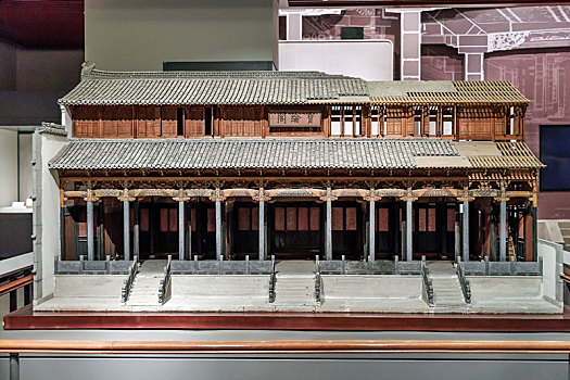 安徽博物院内呈坎罗东舒祠宝纶阁建筑模型