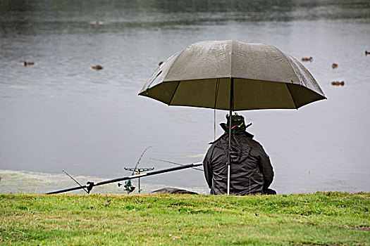 渔民,坐,伞