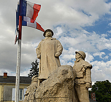 法国,战争纪念碑,城镇,圣徒,旗帜