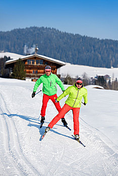 越野滑雪,基兹比厄尔,阿尔卑斯山,提洛尔,奥地利,欧洲