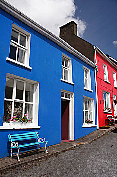 蓝色,红色,房子,乡村,半岛,西部,科克市,科克郡,爱尔兰