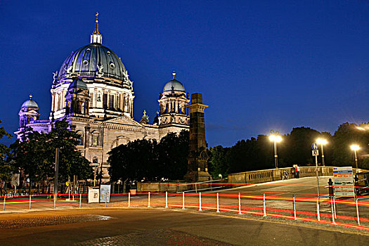 柏林大教堂,大教堂,桥,蓝色,钟点,菩提树,地区,柏林,德国,欧洲