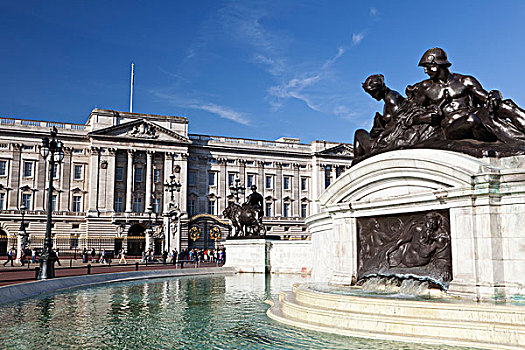 英格兰,伦敦,白金汉宫,雕塑,上方,喷泉,维多利亚,纪念建筑,户外