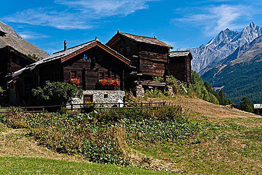 木质,瓦莱,房子,地区,策马特峰,瓦莱州,瑞士,欧洲