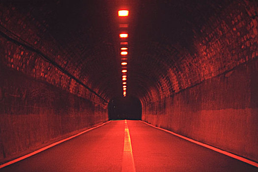 中心,风景,空,道路,隧道,光亮,橙色,亮光,给,红色