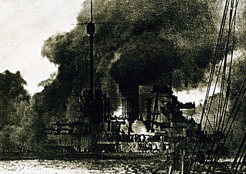 第一次世界大战,战斗,日德兰半岛,英国,德国,船队,五月,船,火焰