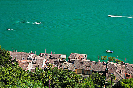 船,湖,卢加诺,提契诺河,瑞士,欧洲