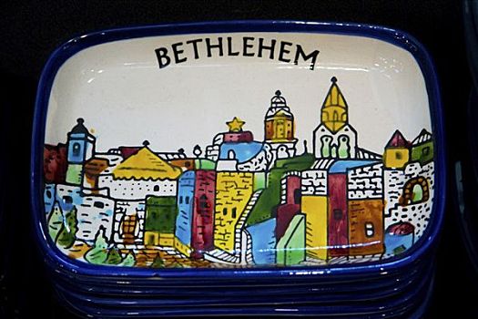 纪念品,陶瓷,碗,涂绘,伯利恒,以色列