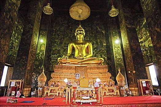 泰国,曼谷,玛哈泰寺,佛,坐,圣坛,室内,寺庙