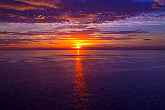 日落,日出,上方,蓝色,地中海