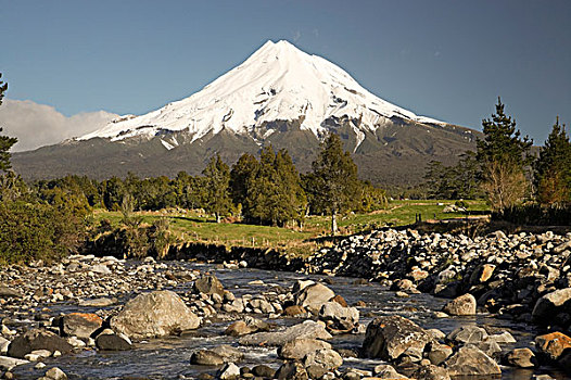 河,山,塔拉纳基,北岛,新西兰