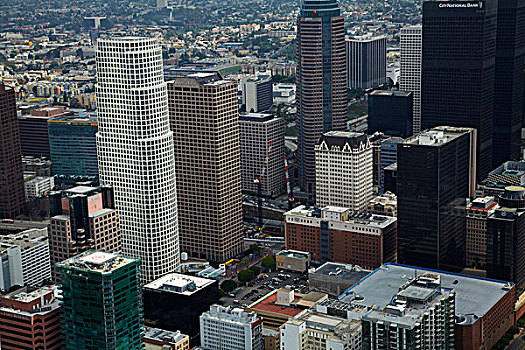 洛杉矶市区,塔,左边,航拍