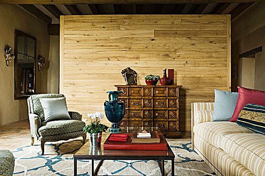 传统,扶手椅,沙发,现代,茶几,正面,木质,分隔,乡村,室内
