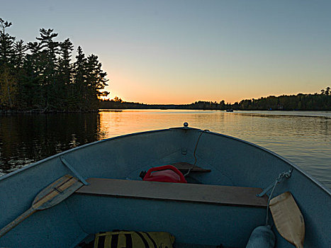 船首,正面,独木舟,湖,木头,安大略省,加拿大