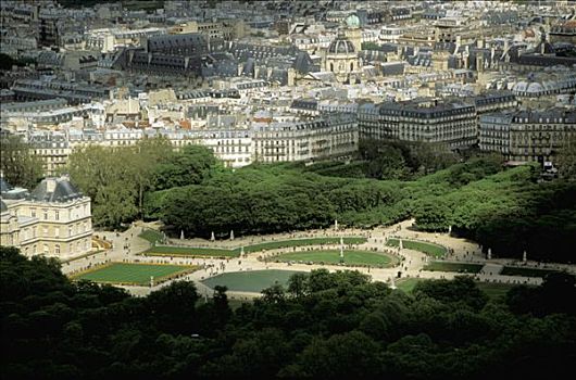 法国,巴黎,卢森堡,花园,俯视图