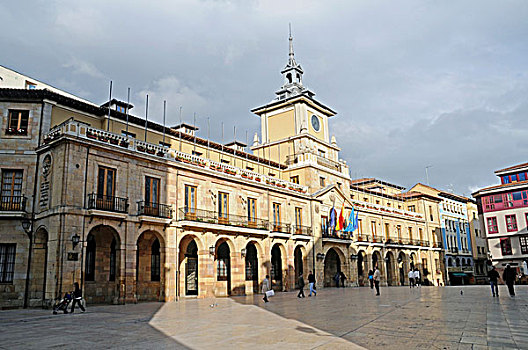 市政厅,广场,奥维耶多,阿斯图里亚斯,西班牙,欧洲
