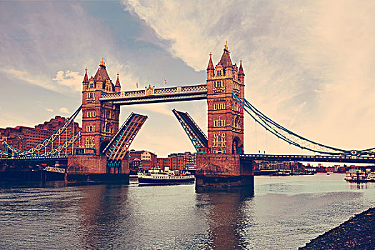 伦敦塔桥,上方,泰晤士河,英格兰