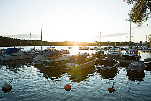 瑞典,斯德哥尔摩,码头,日落