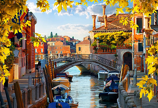 摩托艇,威尼斯,秋天