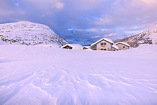 雪,形状,风,传统,小屋,日落,瓦莱州,沃利斯,瑞士