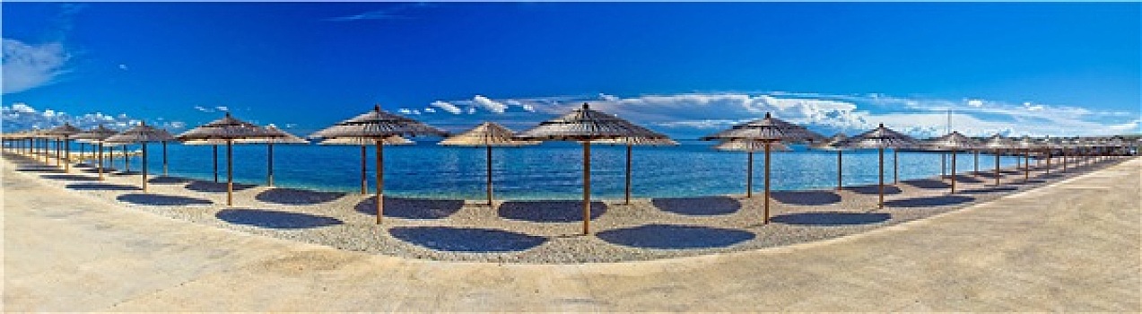 沙滩伞,全景,岛屿