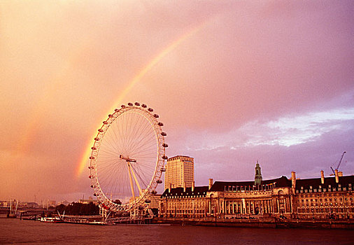 彩虹,天空,高处,千禧轮,伦敦,英格兰