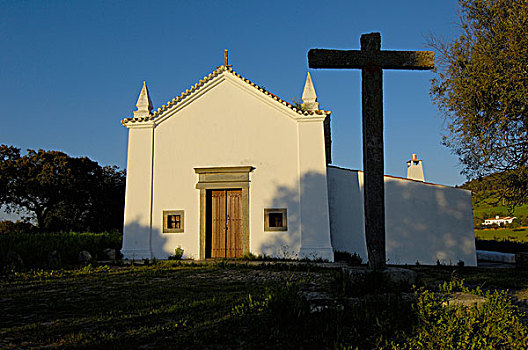 小,教堂,靠近,蒙萨拉什,牢固,乡村,葡萄牙,欧洲