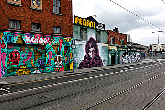 墙壁,涂鸦,都柏林,爱尔兰