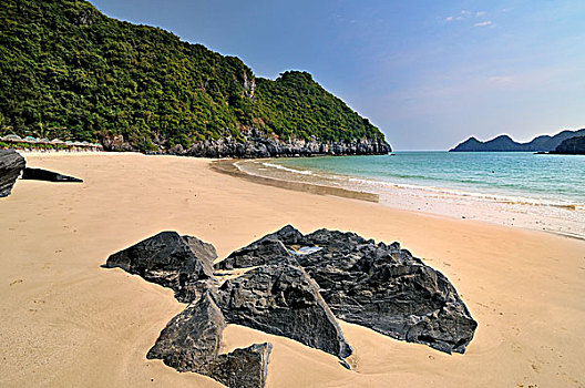 海滩,下龙湾,越南,东南亚