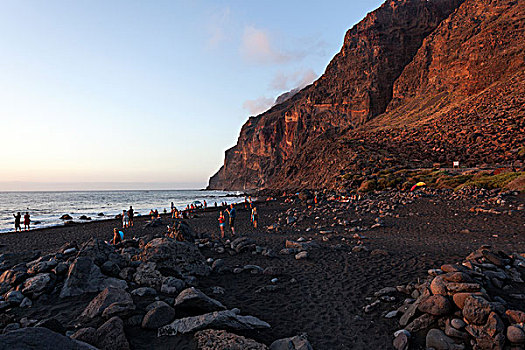 海滩,干盐湖,夜光,大帝谷,加纳利群岛,西班牙,欧洲