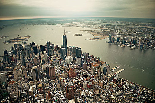 纽约,曼哈顿,市区,航拍
