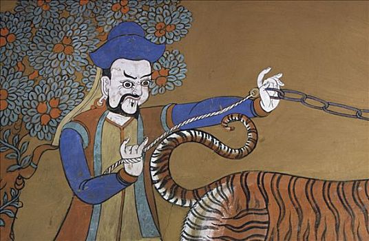 佛教,绘画,特写,帕罗宗,不丹,亚洲艺术