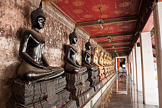 黑色,佛,雕塑,镀金,捐赠,佛教寺庙,寺院,曼谷,泰国,东南亚,亚洲