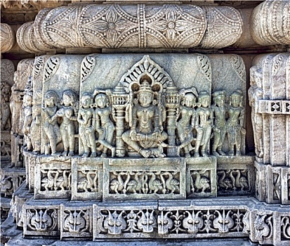 古老,太阳神庙,拉纳普尔,耆那教,庙宇,雕刻